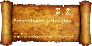 Petschinger Kolombina névjegykártya